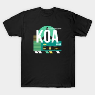 Kona (KOA) Hawaii Airport // Retro Sunset Baggage Tag T-Shirt